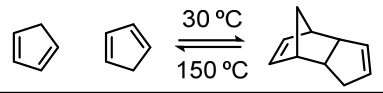 At higher temperatures, entropy becomes important and the cycloreversion is favored: