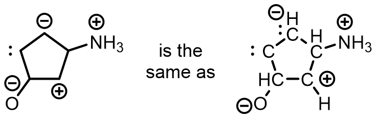 Be careful, the omission of H’s and lone pairs on atoms can make interpretation of line-angle drawings tricky.