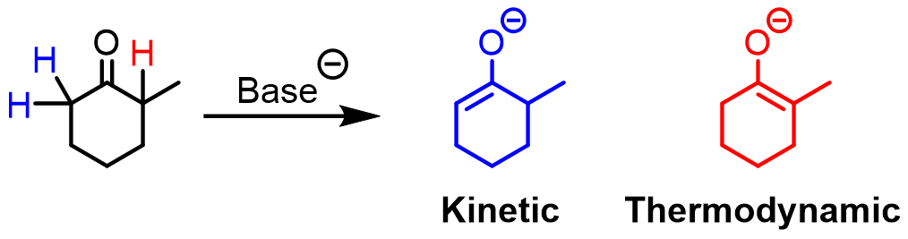 Kinetic enolates are typically less substituted and form quickly compared to thermodynamic enolates, which are the more stable enolate but are harder 