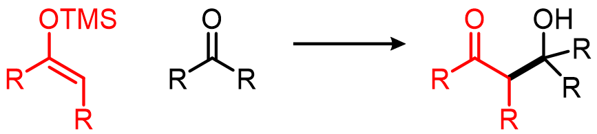 In the Mukaiyama Aldol Reaction, a silyl enol ether is reacted with a Lewis Acid-activated electrophile: