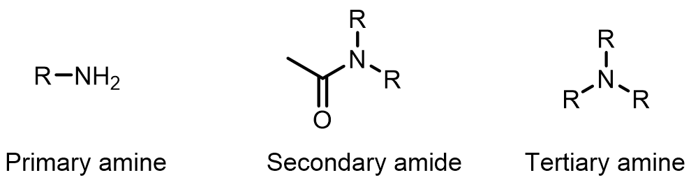 In amines and amides, however, it is the number of groups attached to N that matters: