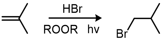 Under radical conditions, HBr adds in an anti-Markovnikov fashion to alkenes: