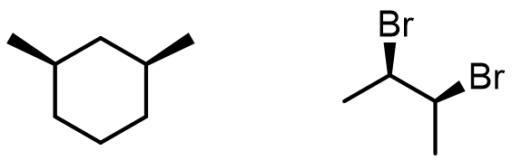 Meso compounds: cis-1,3-dimethylcyclohexane and meso-2,3-dibromobutane